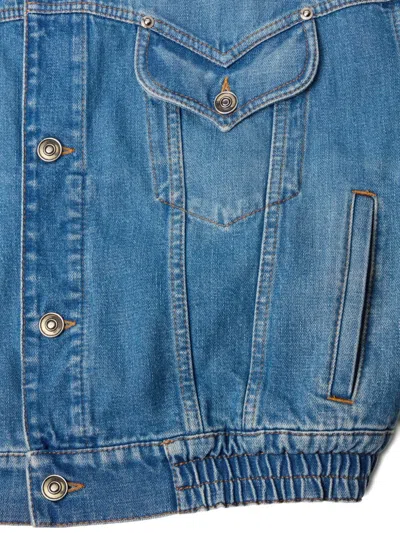 Versace Jacket Long Sleeves Elasticated Hem Chest Pockets In Blue