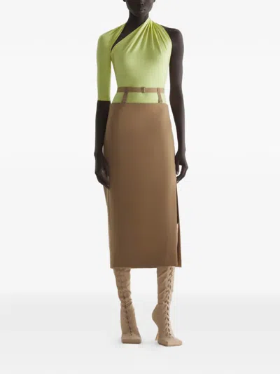 Mugler Draped Loop T-shirt In Yellow