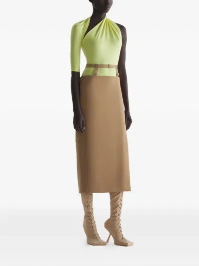 Mugler Draped Loop T-shirt In Yellow