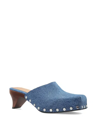 Ganni Studded Mules In Blue