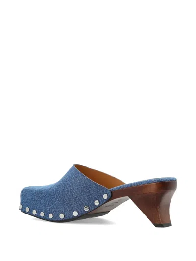 Ganni Studded Mules In Blue