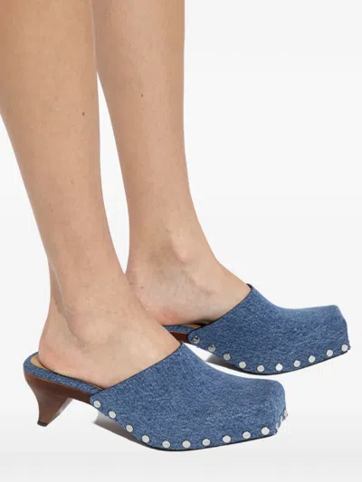 Ganni Studded Mules In Blue