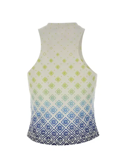 Casablanca Printed Draped Monogram Draped Top In Multi