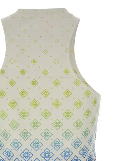 Casablanca Printed Draped Monogram Draped Top In Multi