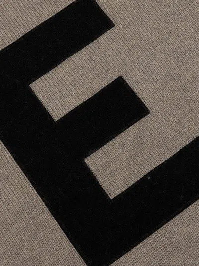Essentials Raw-edge E-letter Sweater In Gray