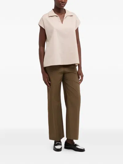 Aspesi Elasticated Cotton Trousers In Brown