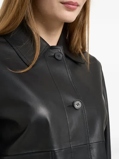 Sword 6.6.44 Button Leather Coat In Blue