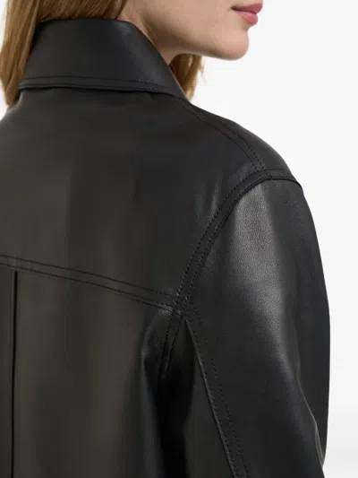 Sword 6.6.44 Button Leather Coat In Blue