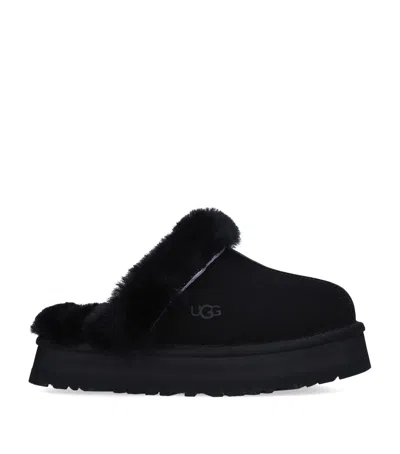 Ugg Disquette Logo Embossed Platform Slippers In Black