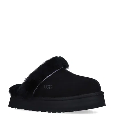 Ugg Disquette Logo Embossed Platform Slippers In Black