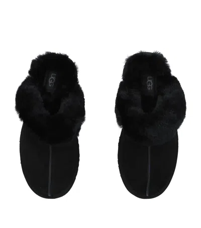 Ugg Disquette Logo Embossed Platform Slippers In Black