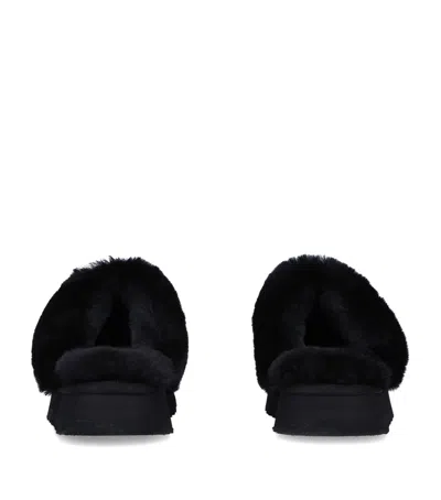Ugg Disquette Logo Embossed Platform Slippers In Black