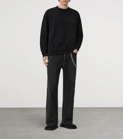 Allsaints Mens Jet Black Xander Branded-print Cotton-jersey Sweatshirt Xxl In Multi