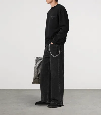 Allsaints Mens Jet Black Xander Branded-print Cotton-jersey Sweatshirt Xxl In Multi