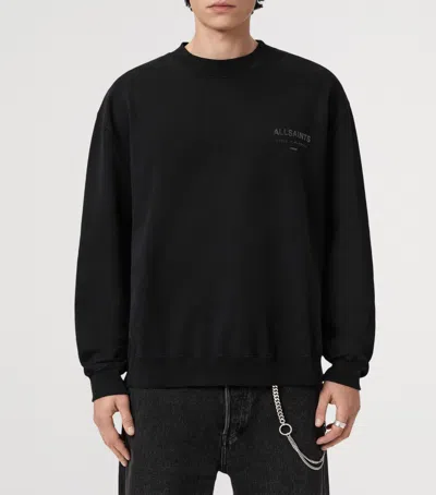 Allsaints Mens Jet Black Xander Branded-print Cotton-jersey Sweatshirt Xxl In Multi