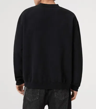 Allsaints Mens Jet Black Xander Branded-print Cotton-jersey Sweatshirt Xxl In Multi