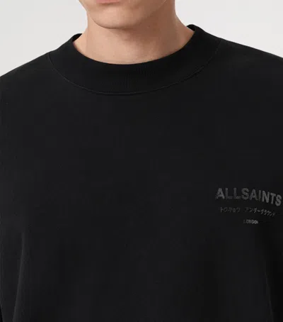Allsaints Mens Jet Black Xander Branded-print Cotton-jersey Sweatshirt Xxl In Multi