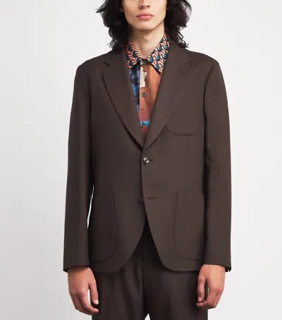 Paul Smith Wool Patch-pocket Blazer In Brown