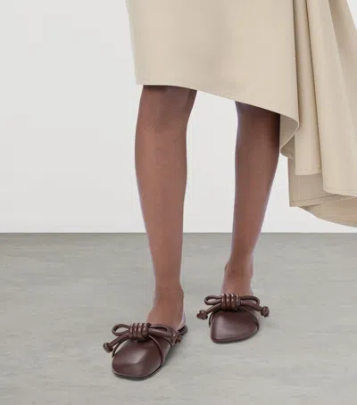 Loewe Bowknot Leather Mules In Brown