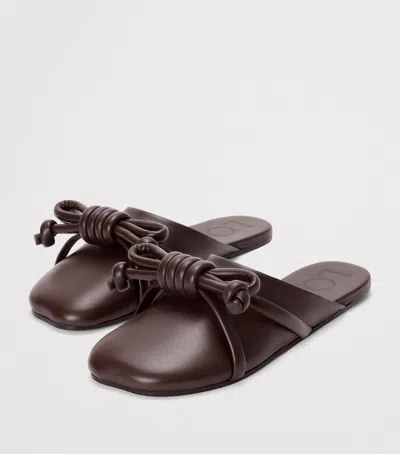 Loewe Bowknot Leather Mules In Brown