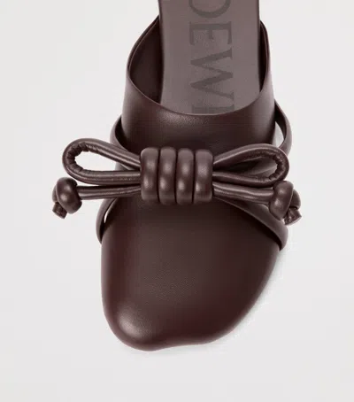 Loewe Bowknot Leather Mules In Brown