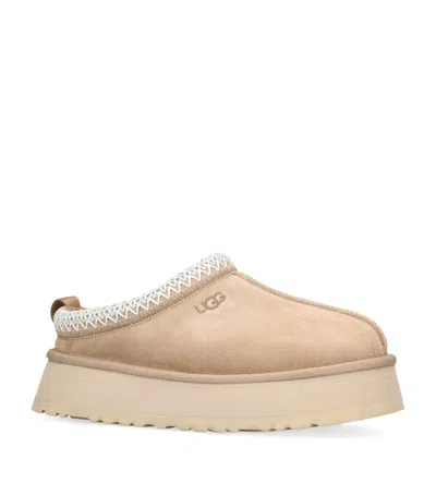Ugg Tazz Beige Sabot With Embossed Logo In Suede Woman In Multi