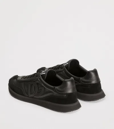 Dolce & Gabbana Round Toe Leather Sneakers With Suede Accents