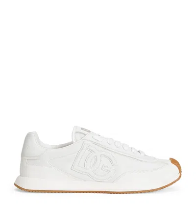 Dolce & Gabbana Men White Low Top Sneakers With Logo Patch On Tongue And Side In Leather Man