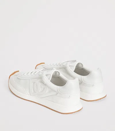 Dolce & Gabbana Men White Low Top Sneakers With Logo Patch On Tongue And Side In Leather Man