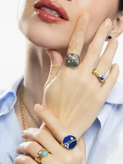 Retrouvai Compass Multi-stone Ring In Gold