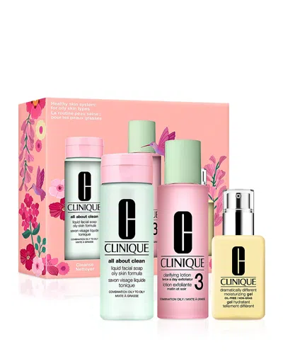Clinique Healthy Skin 3-step System: For Combination To Oily Skin Gift Set $84 Value In Transparent