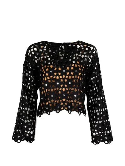 Michael Kors Openwork Sweater In Black