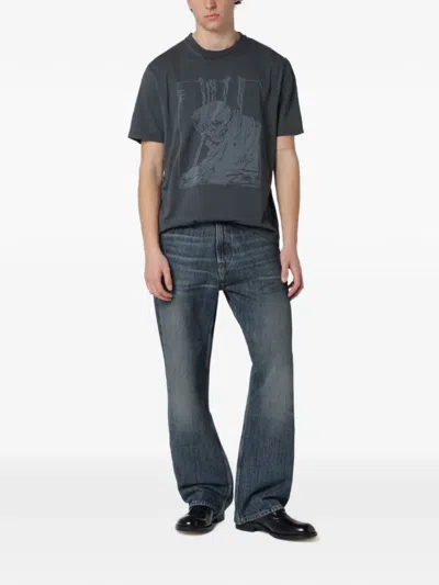 Our Legacy Men S Box T-shirt Angry Fan Mail Print In Gray