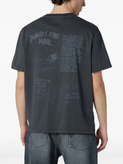 Our Legacy Men S Box T-shirt Angry Fan Mail Print In Gray