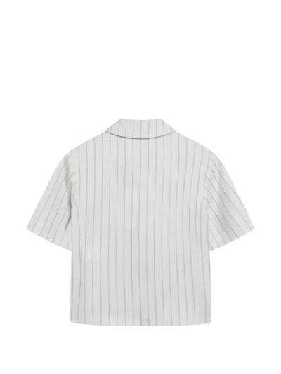 Max Mara Striped Patch Pocket Jacket In White