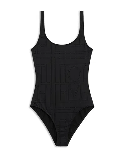 Totême Monogram Jersey Swimsuit In Black