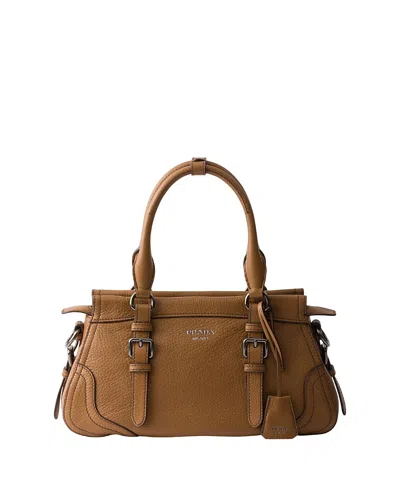 Prada Large Leather Tote Bag In Brown