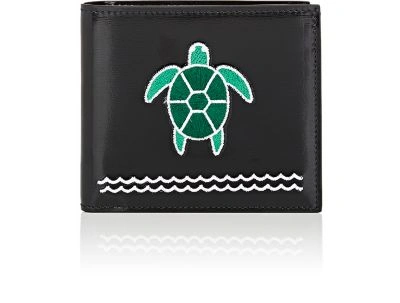 Thom Browne Embroidered Turtle Patent Leather Billfold In Black