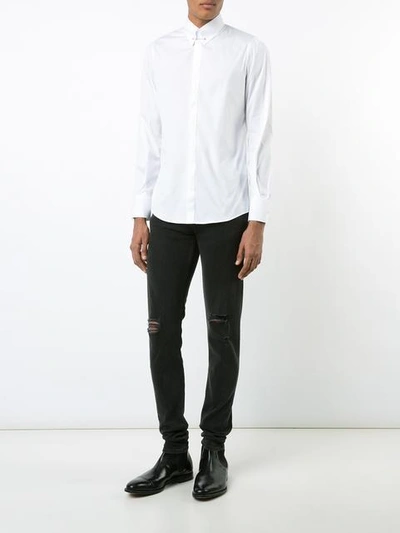 Shop Dsquared2 Safety Pin Collar Shirt In White