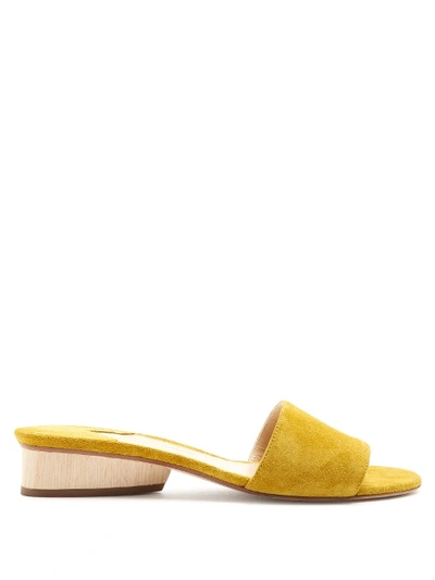 Paul Andrew Lina Suede Slides In Mustard-yellow