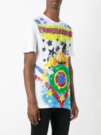 Shop Dsquared2 Splatter Star Print T-shirt - White