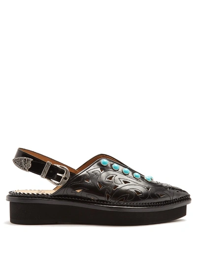 Toga Embellished Point-toe Leather Flats In Black