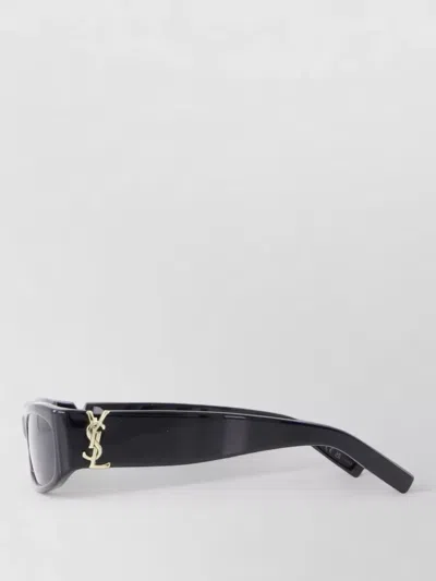 Saint Laurent Rectangle Frame Sunglasses Thick Temples In Black