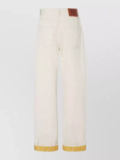 Fendi Ff Reverse Denim Jeans Belt Loops In White