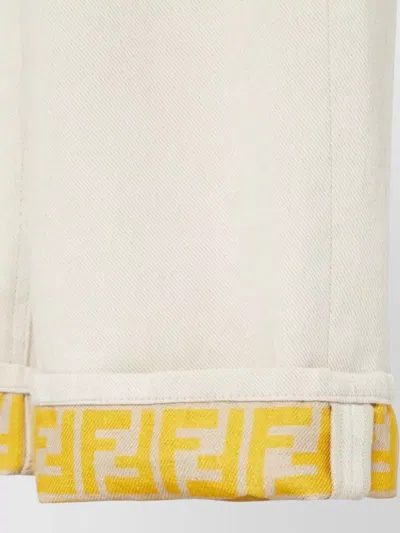 Fendi Ff Reverse Denim Jeans Belt Loops In White