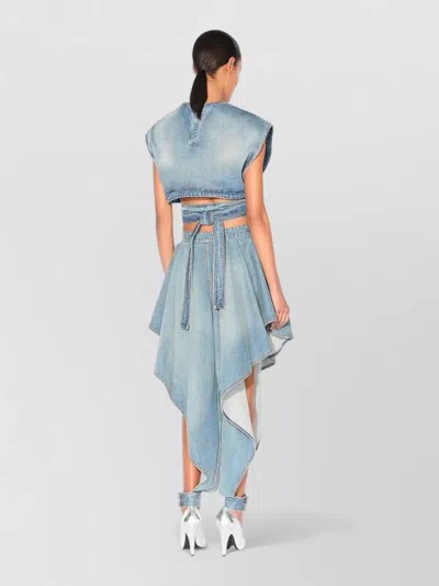 Alaïa Alaia Faded Blue Cotton Belted Top In Blue