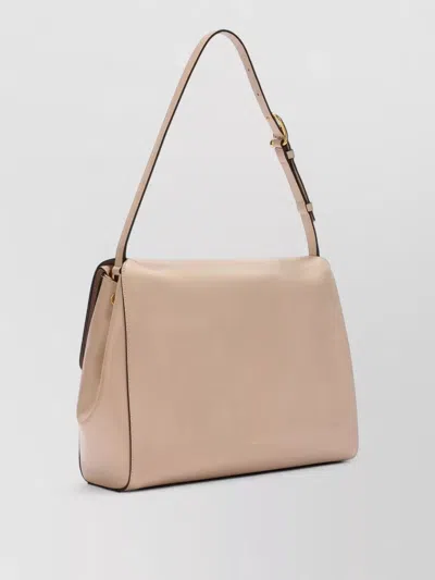 Furla Domus M Structured Neutral Leather Shoulder Bag In Neutral