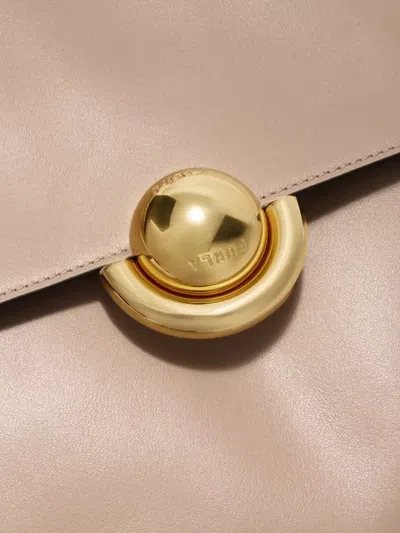 Furla Domus M Structured Neutral Leather Shoulder Bag In Neutral