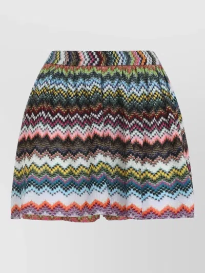 Missoni Textured Zigzag Shorts Elastic Waistband In Multi