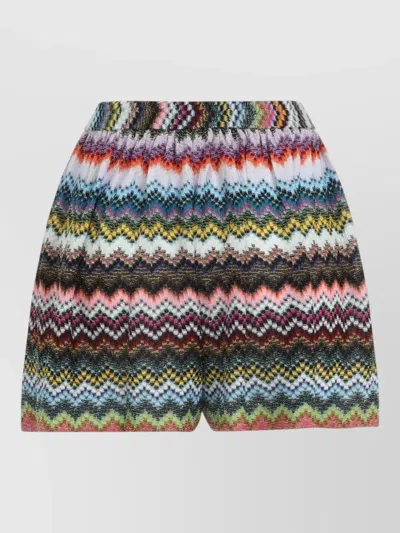 Missoni Textured Zigzag Shorts Elastic Waistband In Multi